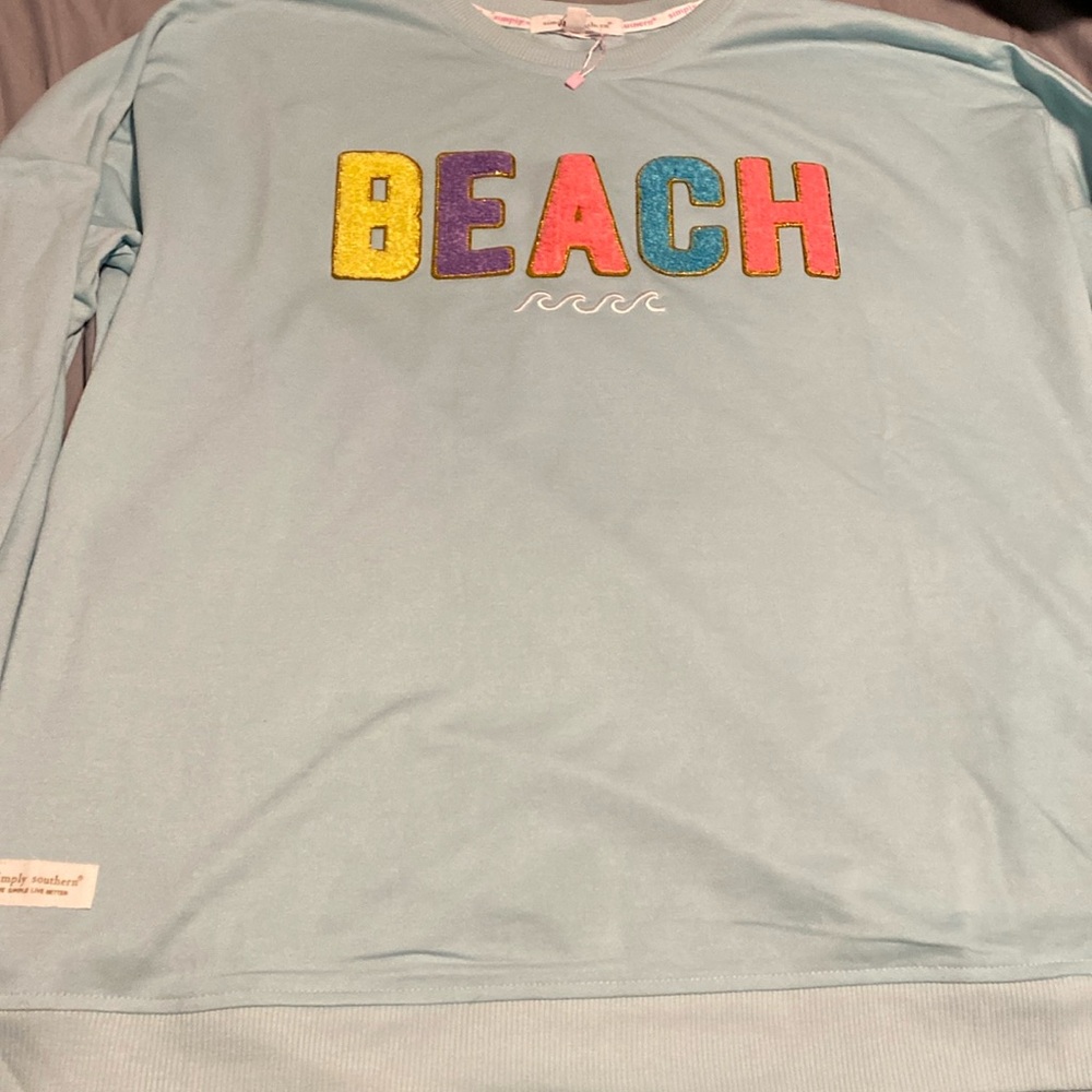 Simply Southern Beach Sweatshirt- Teal, Size XL